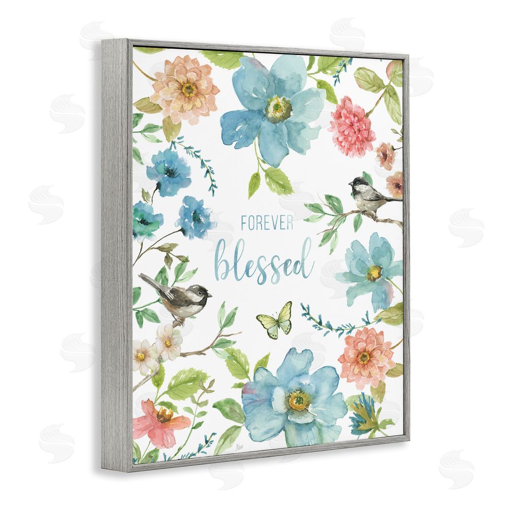 Nan Forever Blessed Pink & Blue Gray Framed Giclee Wall Art Print