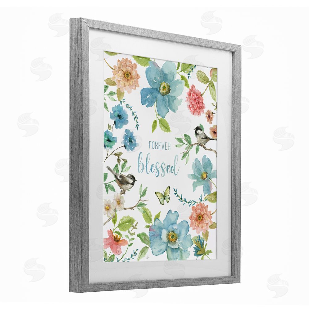 Nan Forever Blessed Pink & Blue Gray Framed Print Under Glass Wall Art
