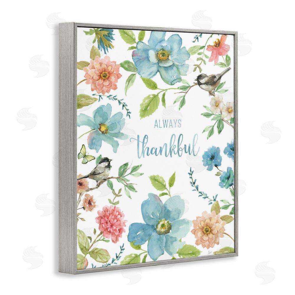 Nan Always Thankful Pink & Blue Gray Framed Giclee Wall Art Print