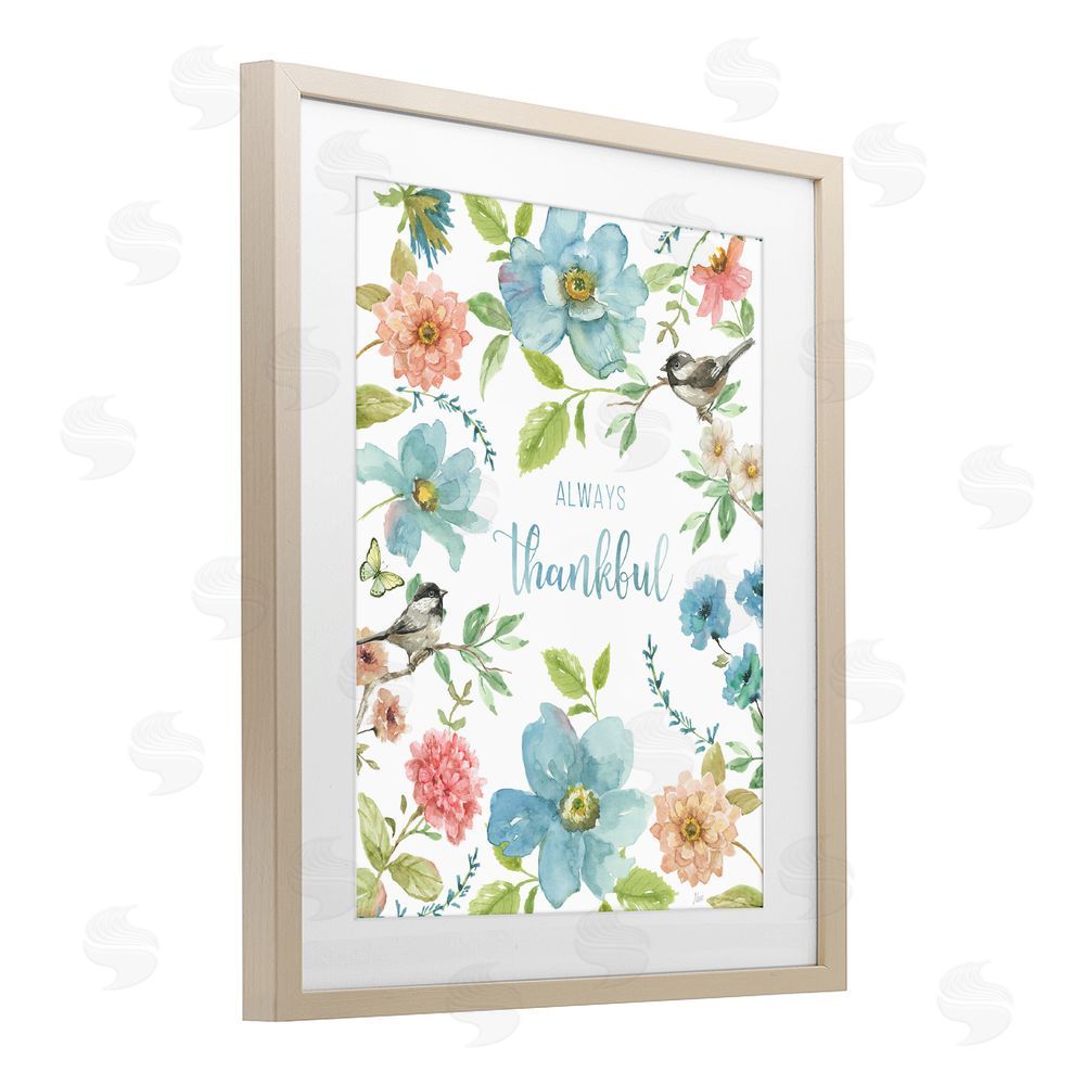 Nan Always Thankful Pink & Blue Brown Framed Print Under Glass Wall Art
