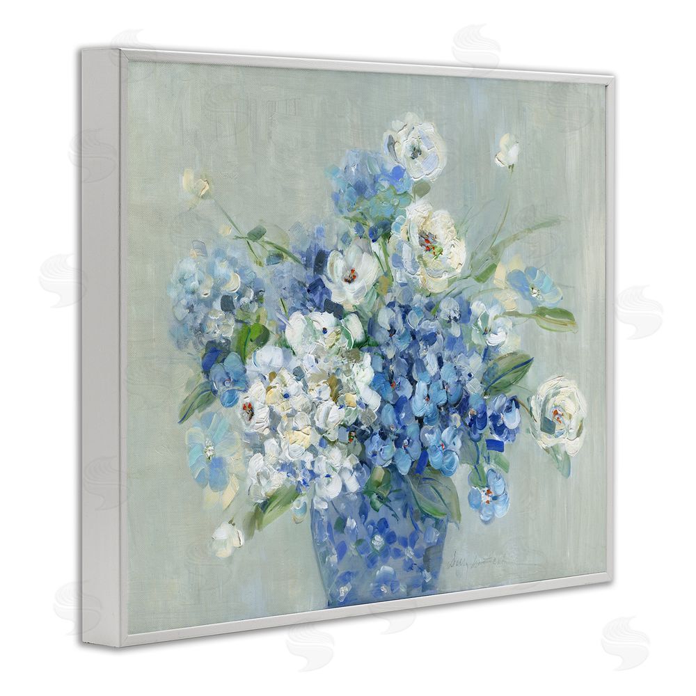 Sally Swatland Serene Blue And White Bouquet White Framed Giclee Wall Art Print