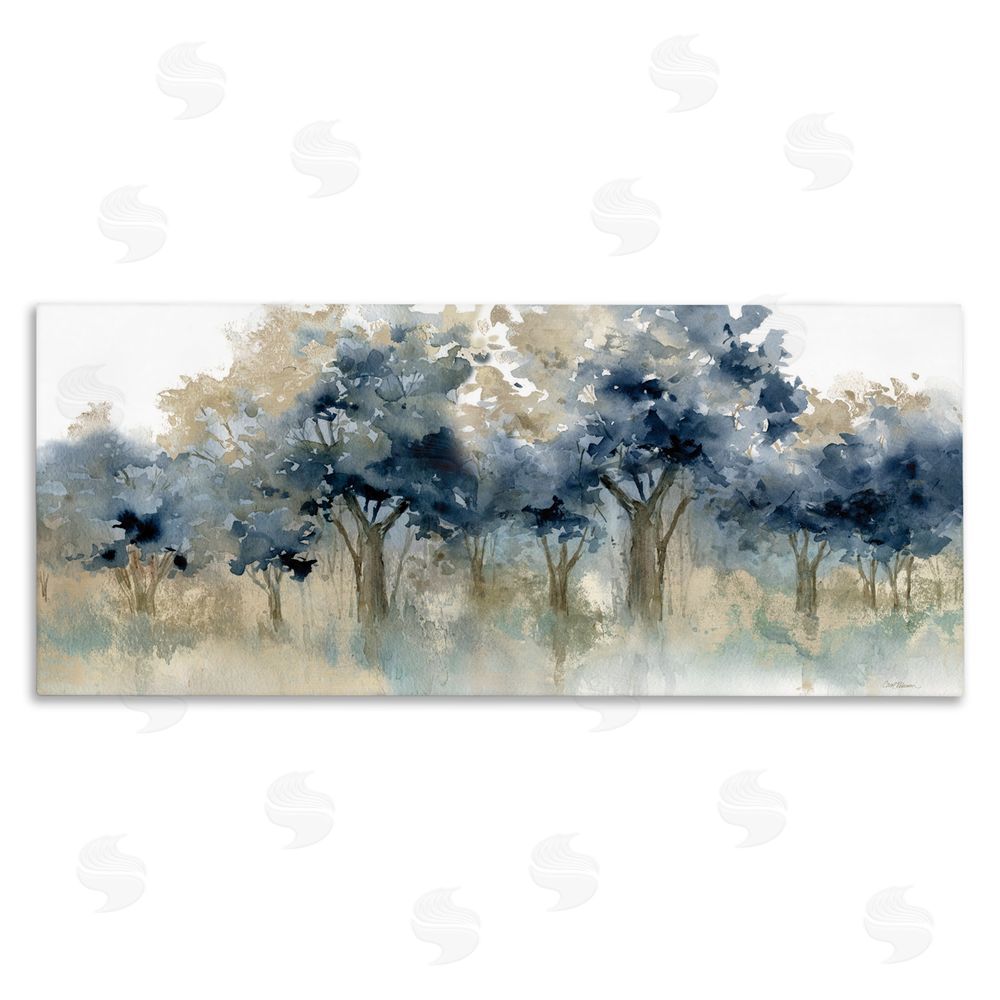 Carol Robinson Indigo Woodland Watercolor Study Stretched Canvas Wall Art Print