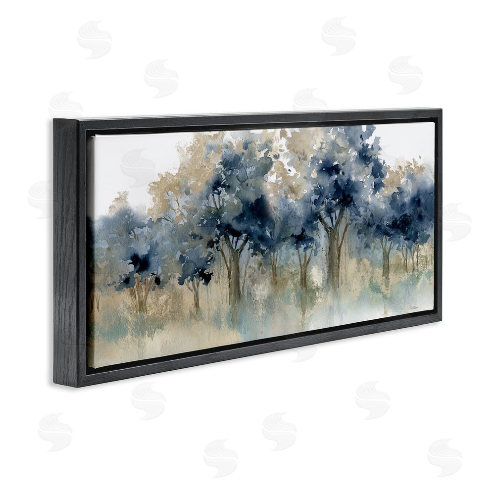 Carol Robinson Indigo Woodland Watercolor Study Black Floating Frame Canvas Wall Art Print