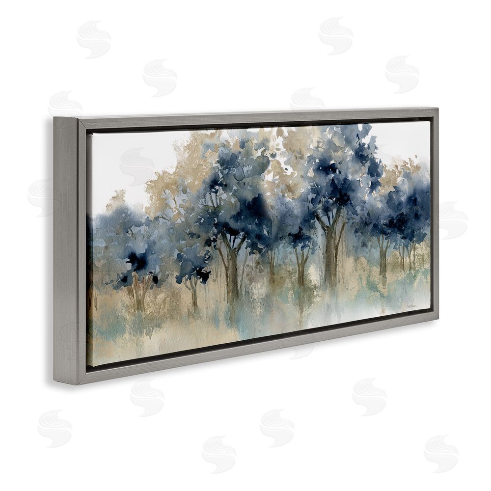 Carol Robinson Indigo Woodland Watercolor Study Gray Floating Frame Canvas Wall Art Print