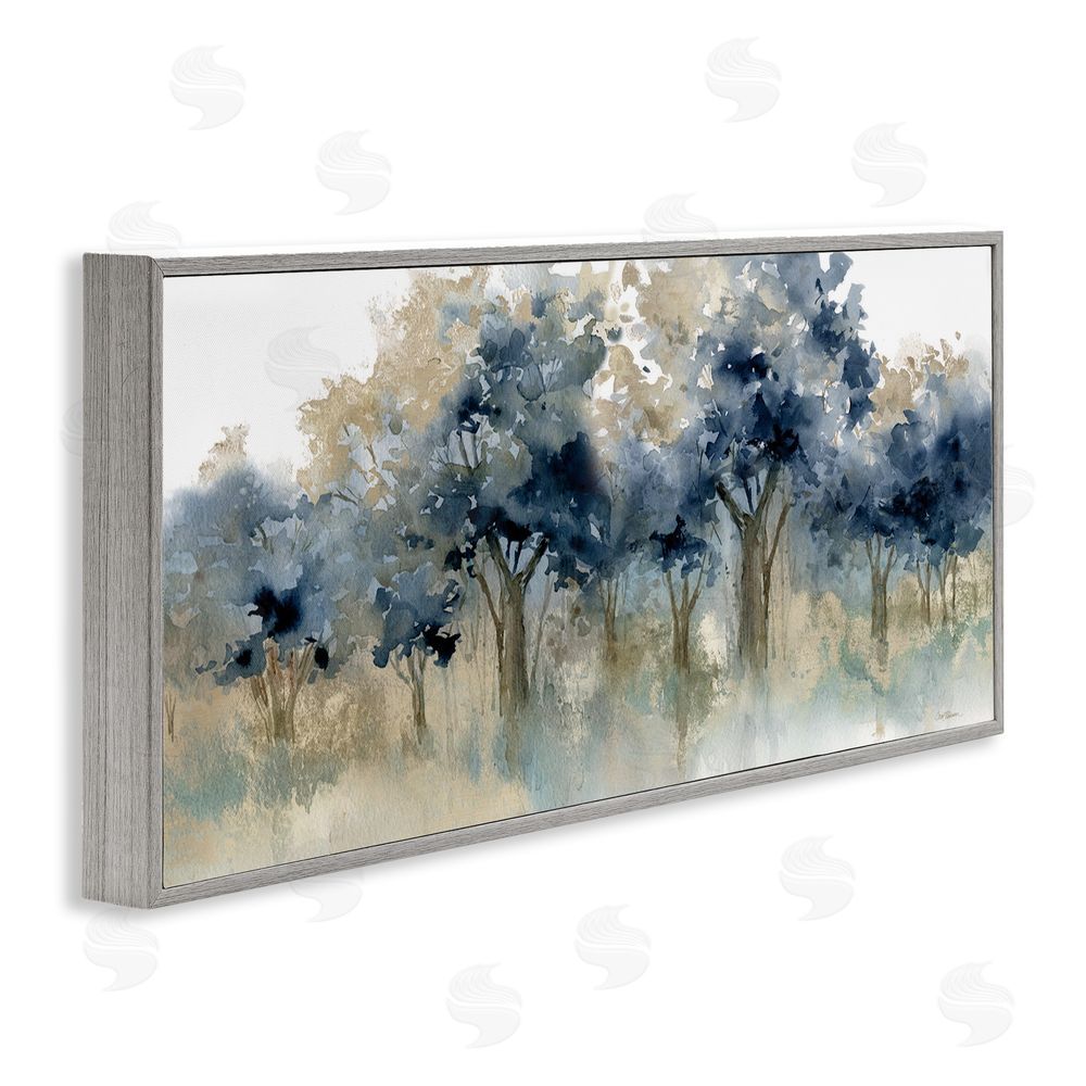 Carol Robinson Indigo Woodland Watercolor Study Gray Framed Giclee Wall Art Print