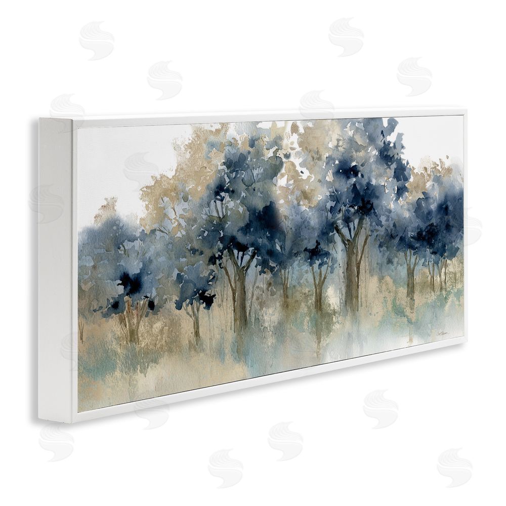 Carol Robinson Indigo Woodland Watercolor Study White Framed Giclee Wall Art Print