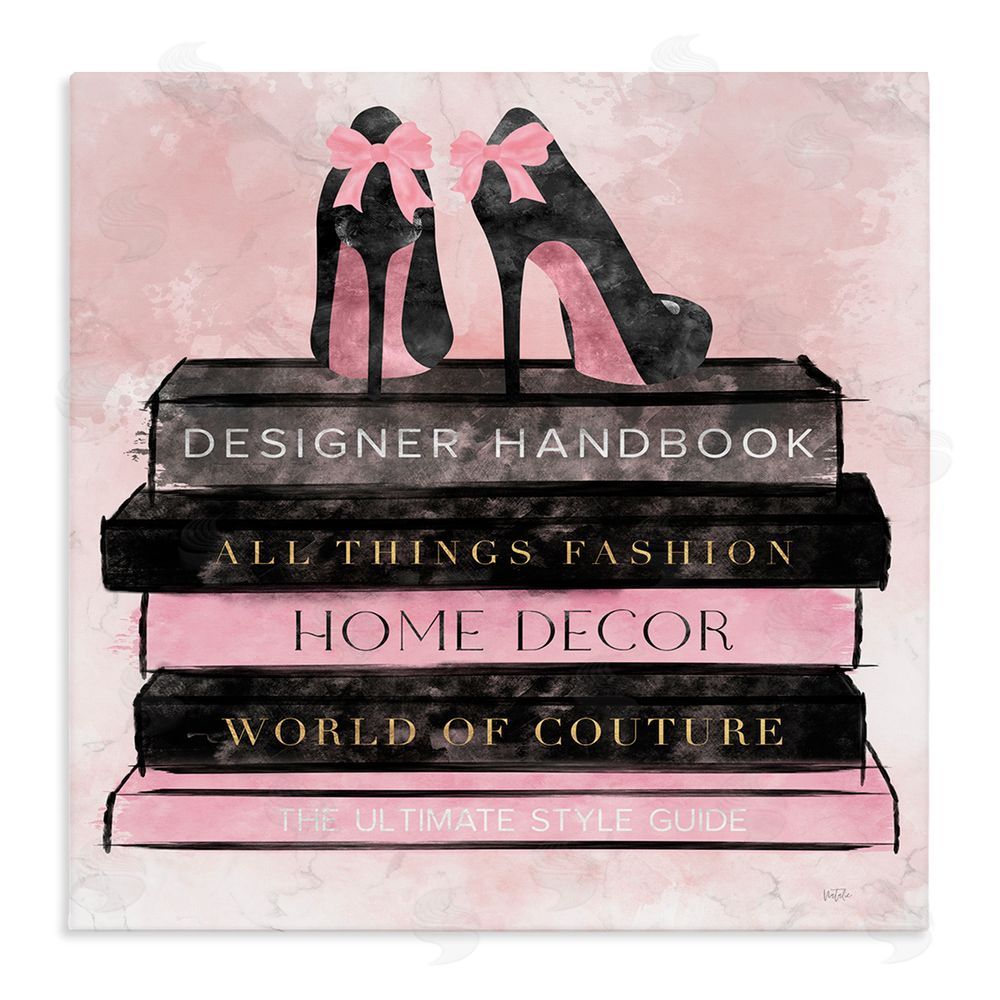 Natalie Carpentieri All Things Fashion Book Stack Stretched Canvas Wall Art Print