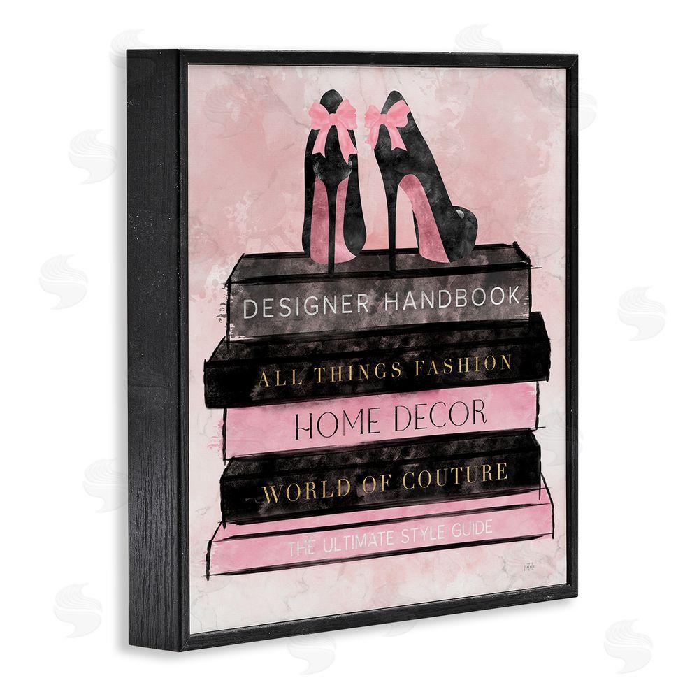 Natalie Carpentieri All Things Fashion Book Stack Black Framed Giclee Wall Art Print