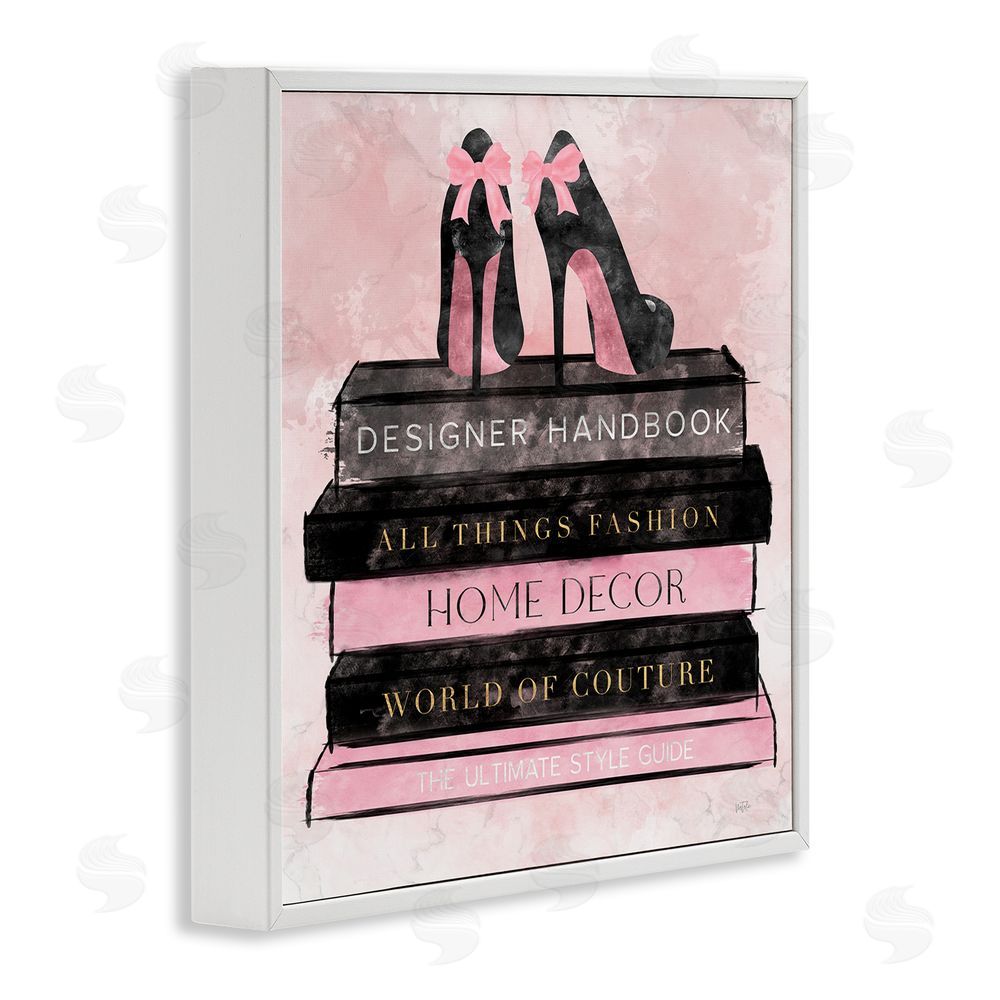 Natalie Carpentieri All Things Fashion Book Stack White Framed Giclee Wall Art Print
