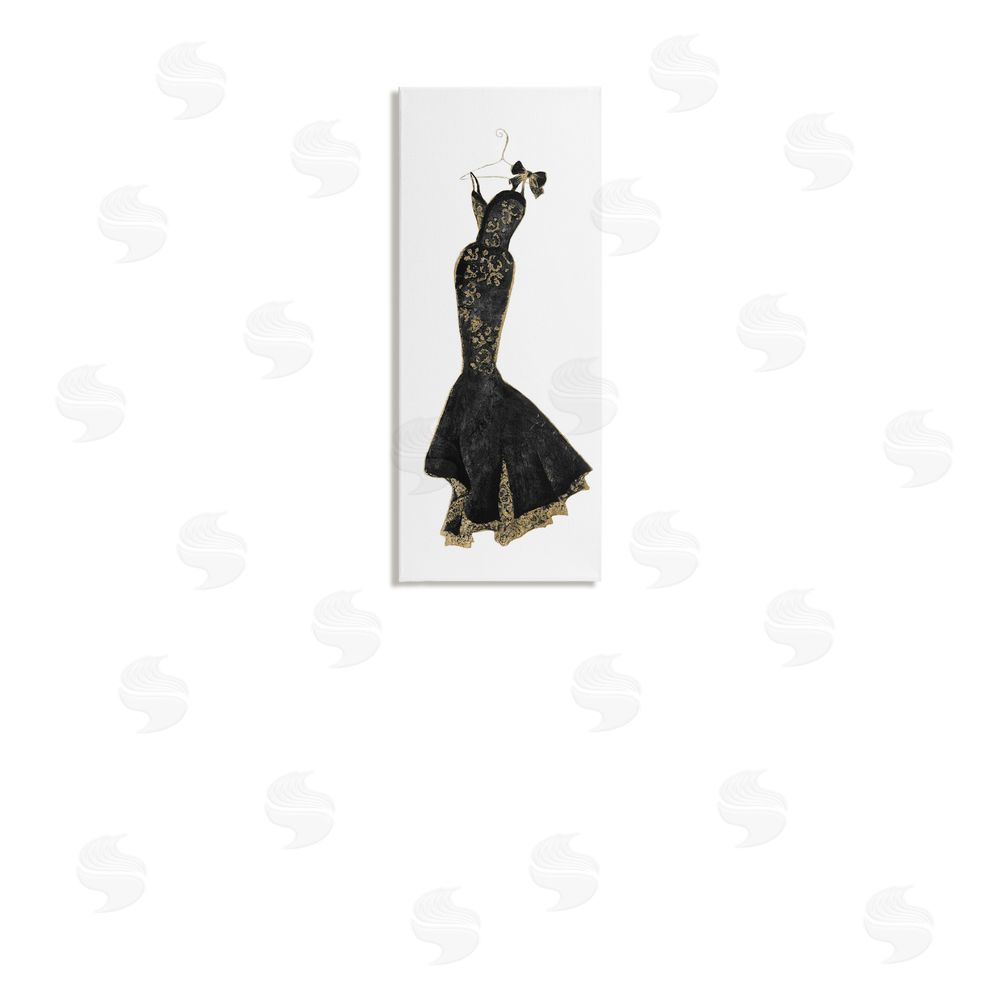 Janet Tava Brocade Black Evening Gown Stretched Canvas Wall Art in Room