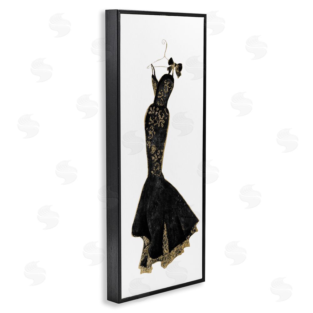 Janet Tava Brocade Black Evening Gown Black Framed Giclee Wall Art Print