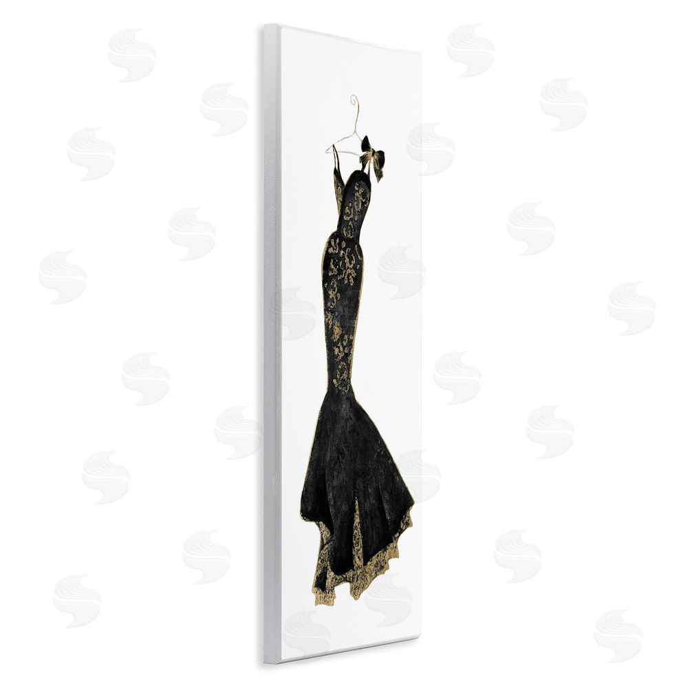Janet Tava Brocade Black Evening Gown Wooden Wall Plaque Art Print