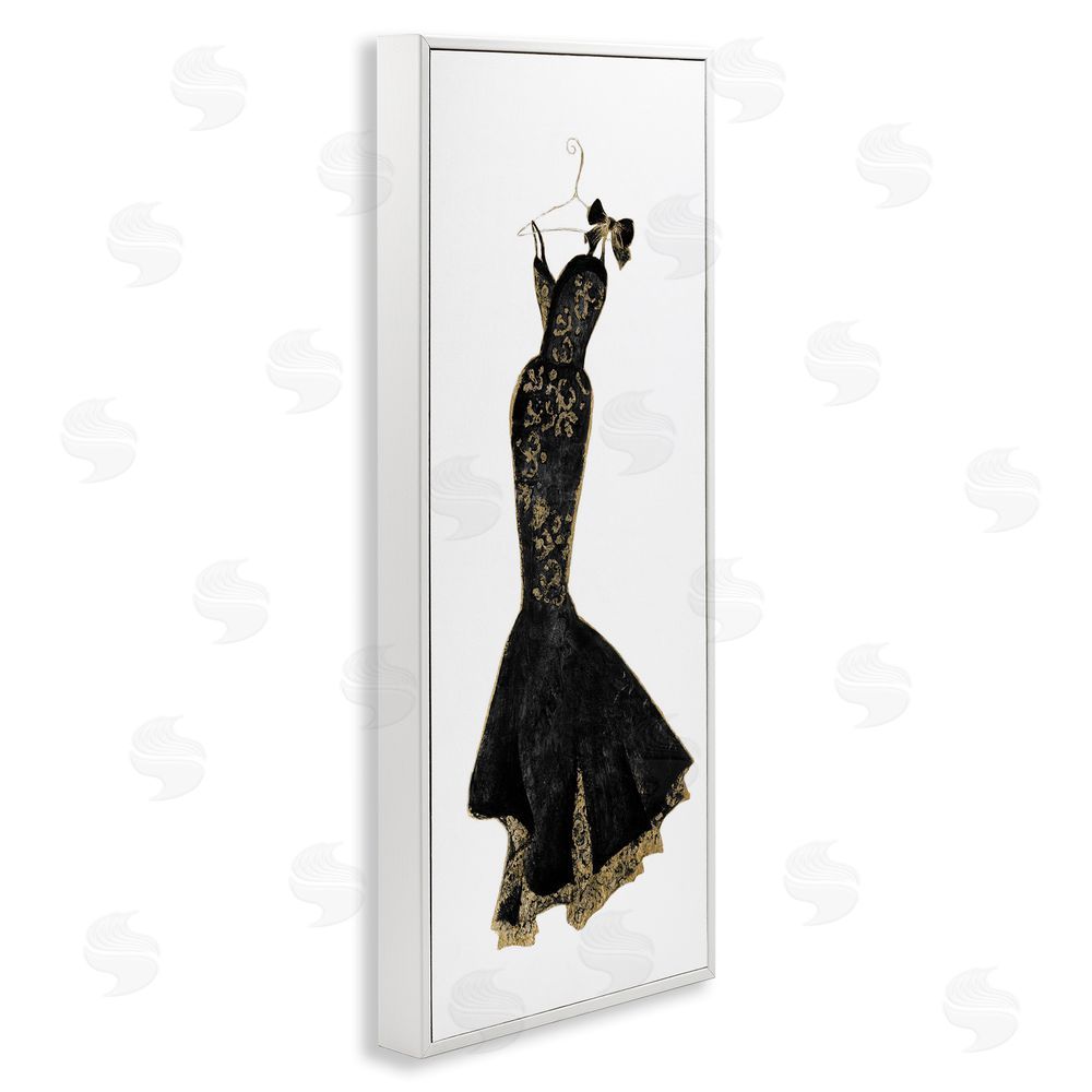 Janet Tava Brocade Black Evening Gown White Framed Giclee Wall Art Print