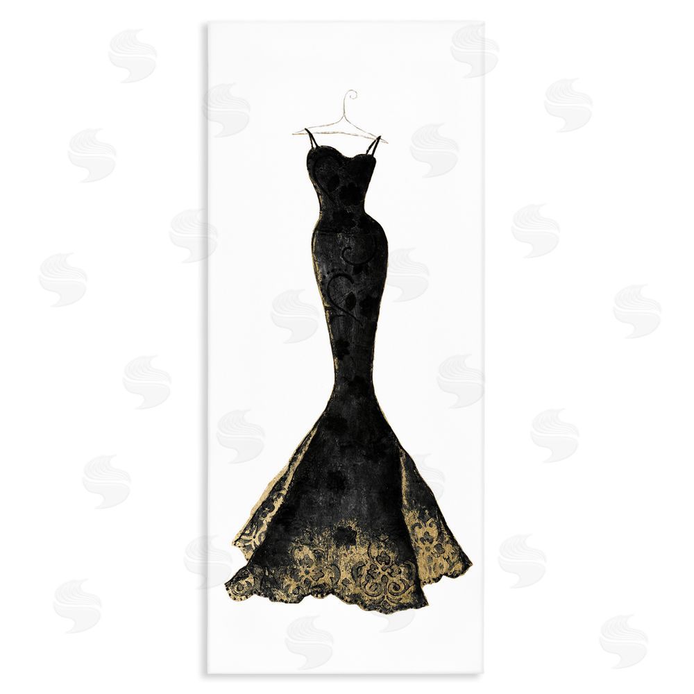 Janet Tava Gilded Black Evening Gown Stretched Canvas Wall Art Print