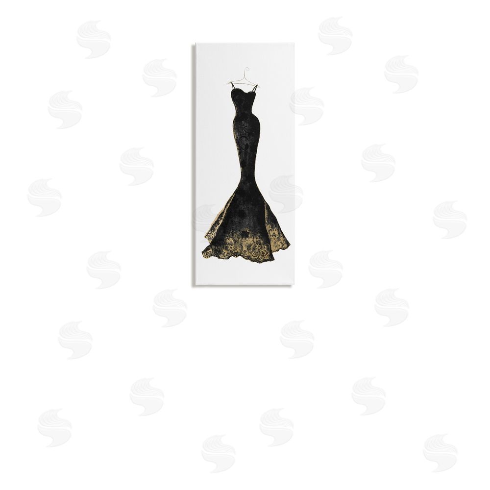 Janet Tava Gilded Black Evening Gown Stretched Canvas Wall Art in Room