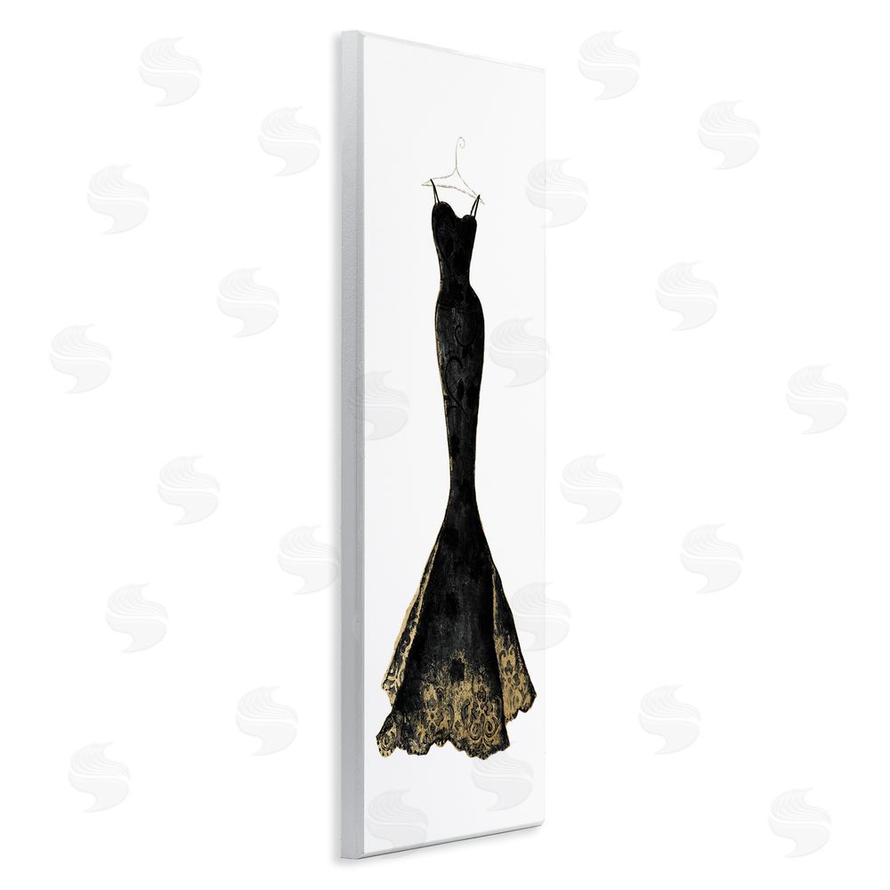 Janet Tava Gilded Black Evening Gown Wooden Wall Plaque Art Print