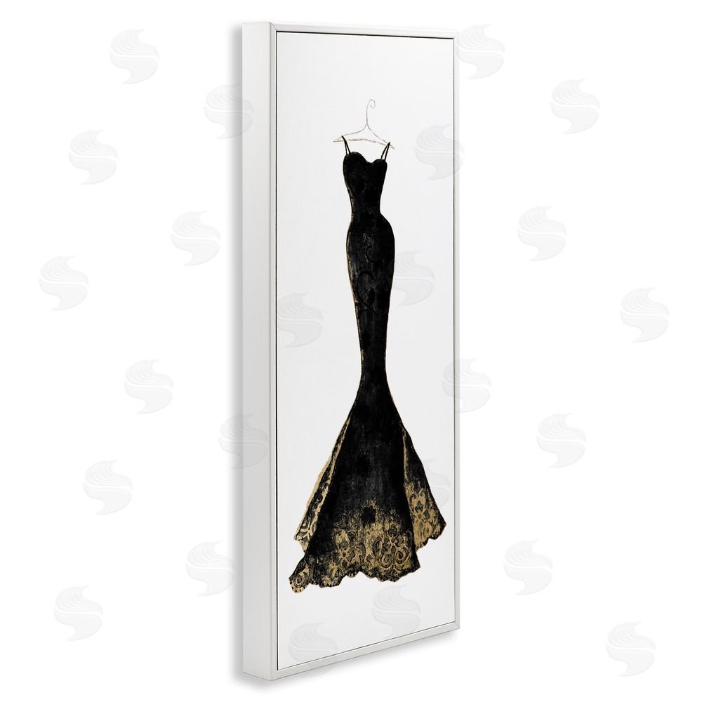 Janet Tava Gilded Black Evening Gown White Framed Giclee Wall Art Print