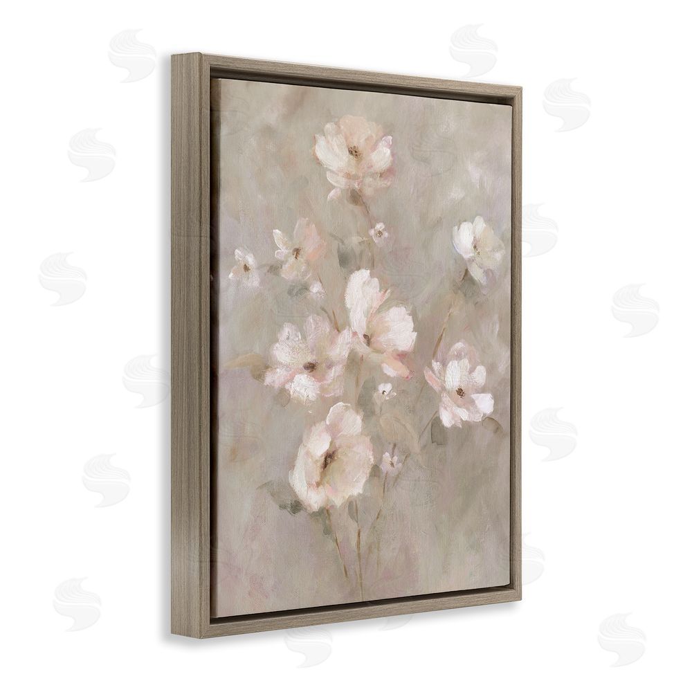 Carol Robinson Delicate Blush Floral Arrangement Brown Floating Frame Canvas Wall Art Print