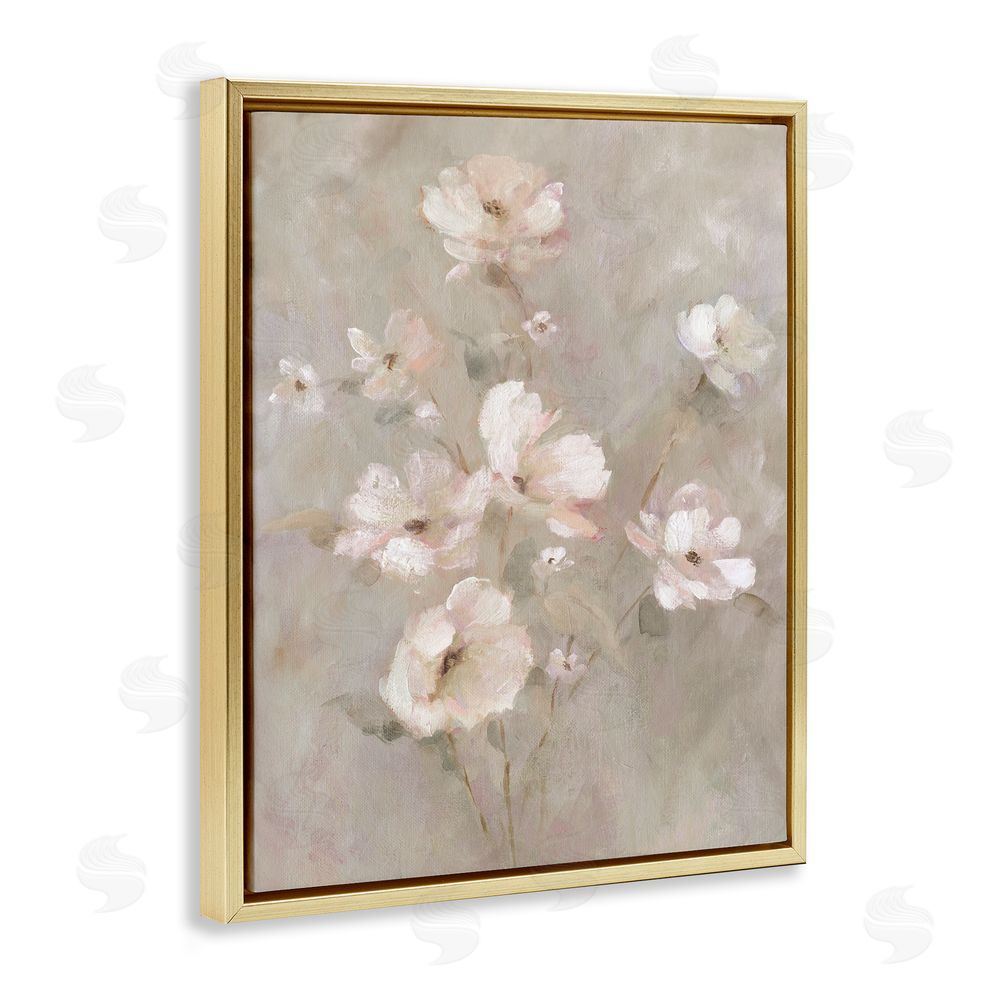 Carol Robinson Delicate Blush Floral Arrangement Gold Floating Frame Canvas Wall Art Print