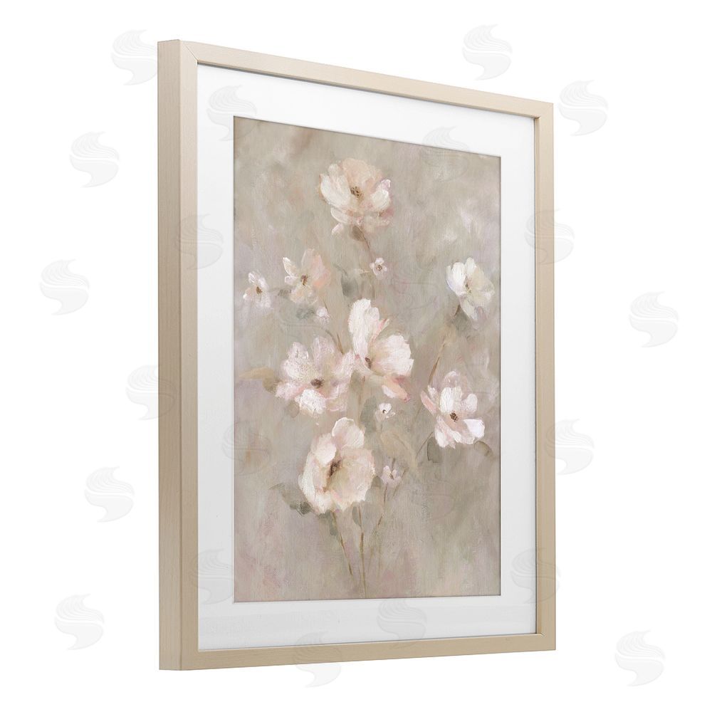 Carol Robinson Delicate Blush Floral Arrangement Brown Framed Print Under Glass Wall Art