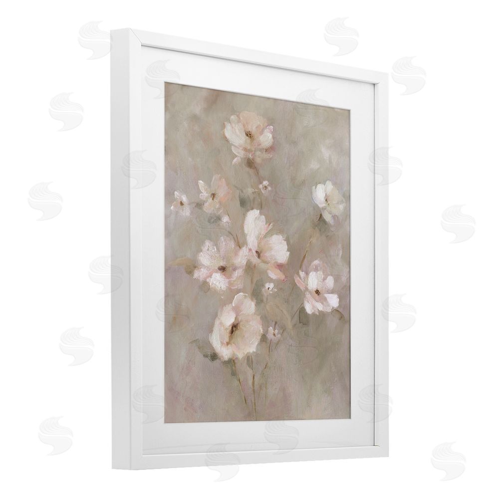 Carol Robinson Delicate Blush Floral Arrangement White Framed Print Under Glass Wall Art