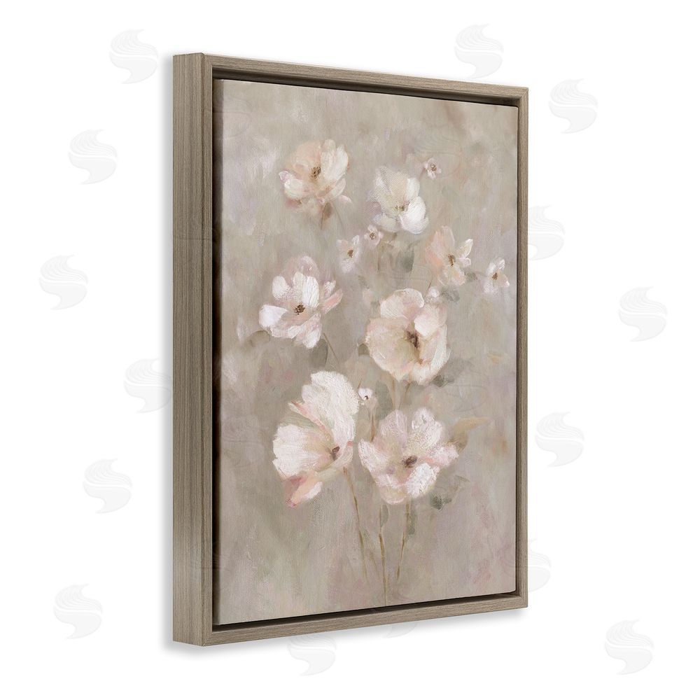 Carol Robinson Blush Florals over Beige Brown Floating Frame Canvas Wall Art Print