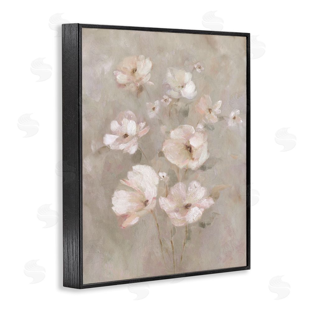 Carol Robinson Blush Florals over Beige Black Framed Giclee Wall Art Print