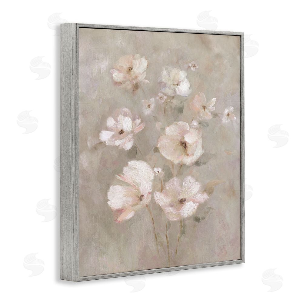 Carol Robinson Blush Florals over Beige Gray Framed Giclee Wall Art Print
