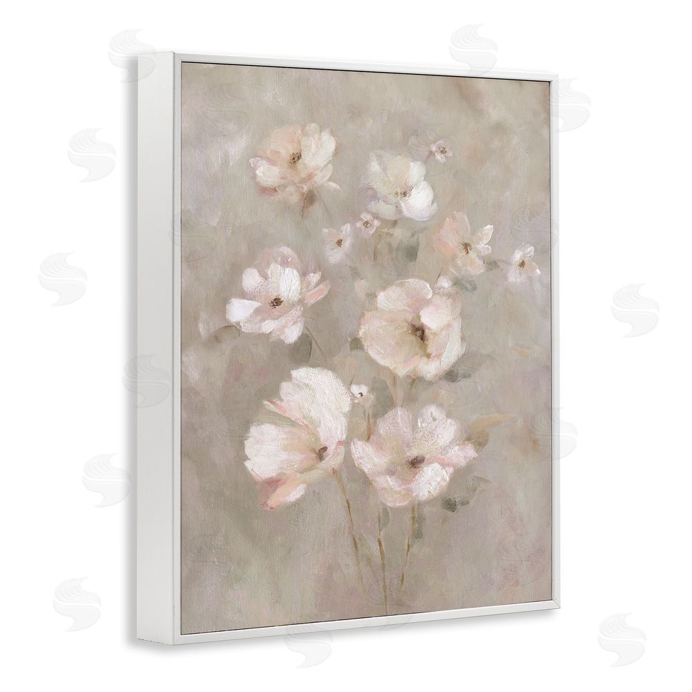 Carol Robinson Blush Florals over Beige White Framed Giclee Wall Art Print