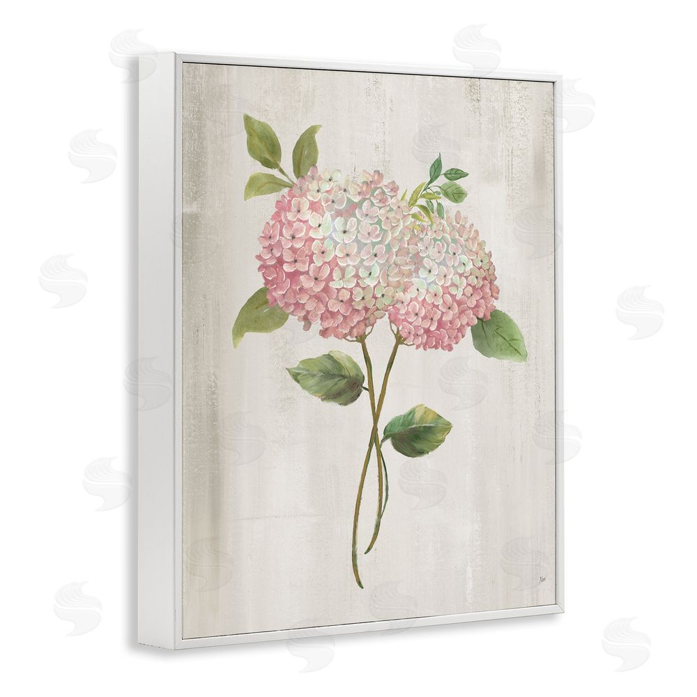 Nan Vintage Pink Hydrangea White Framed Giclee Wall Art Print