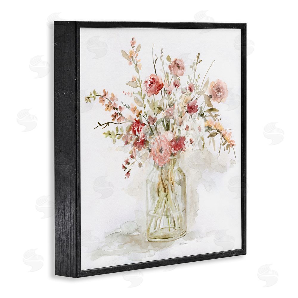 Carol Robinson Springtime Blooms in Glass Vase Black Framed Giclee Wall Art Print