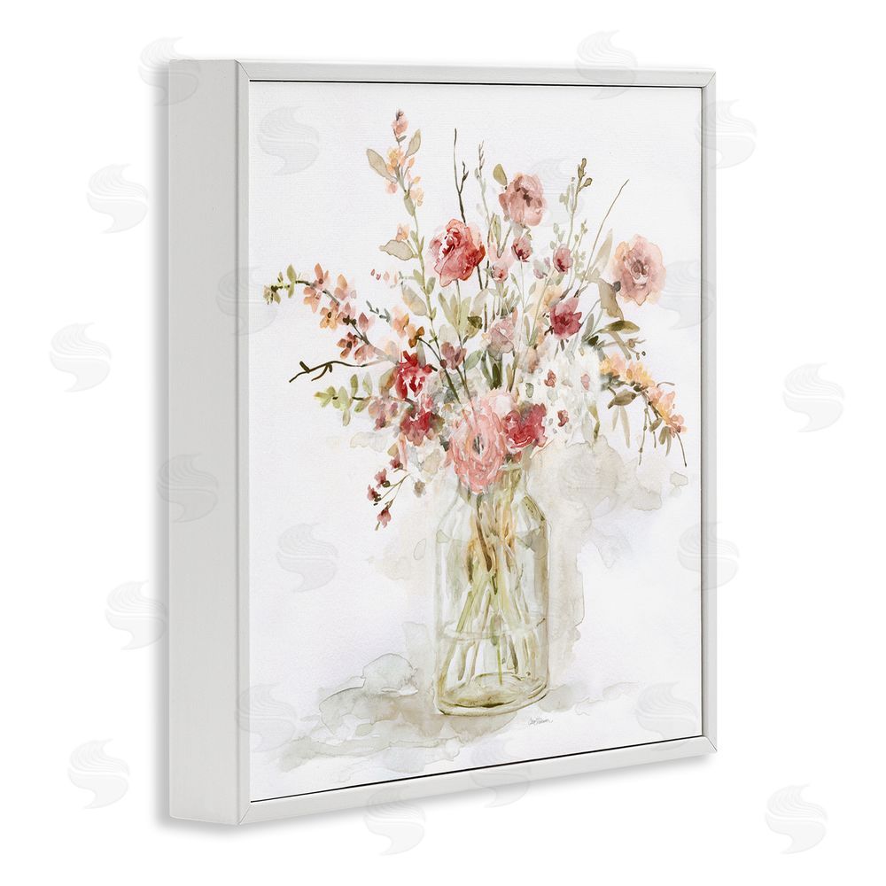 Carol Robinson Springtime Blooms in Glass Vase White Framed Giclee Wall Art Print