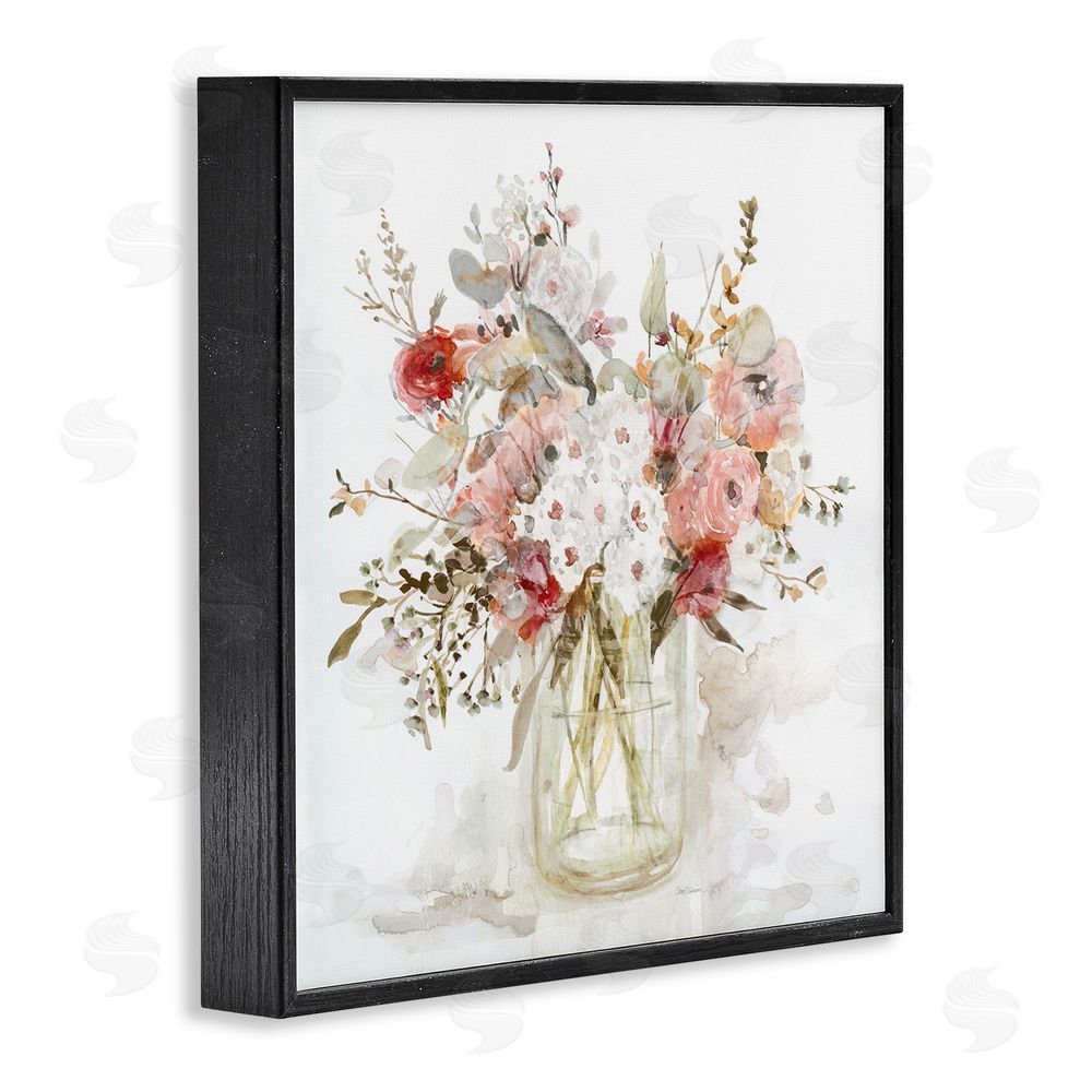 Carol Robinson Soft Blush Botanical Bouquet Black Framed Giclee Wall Art Print