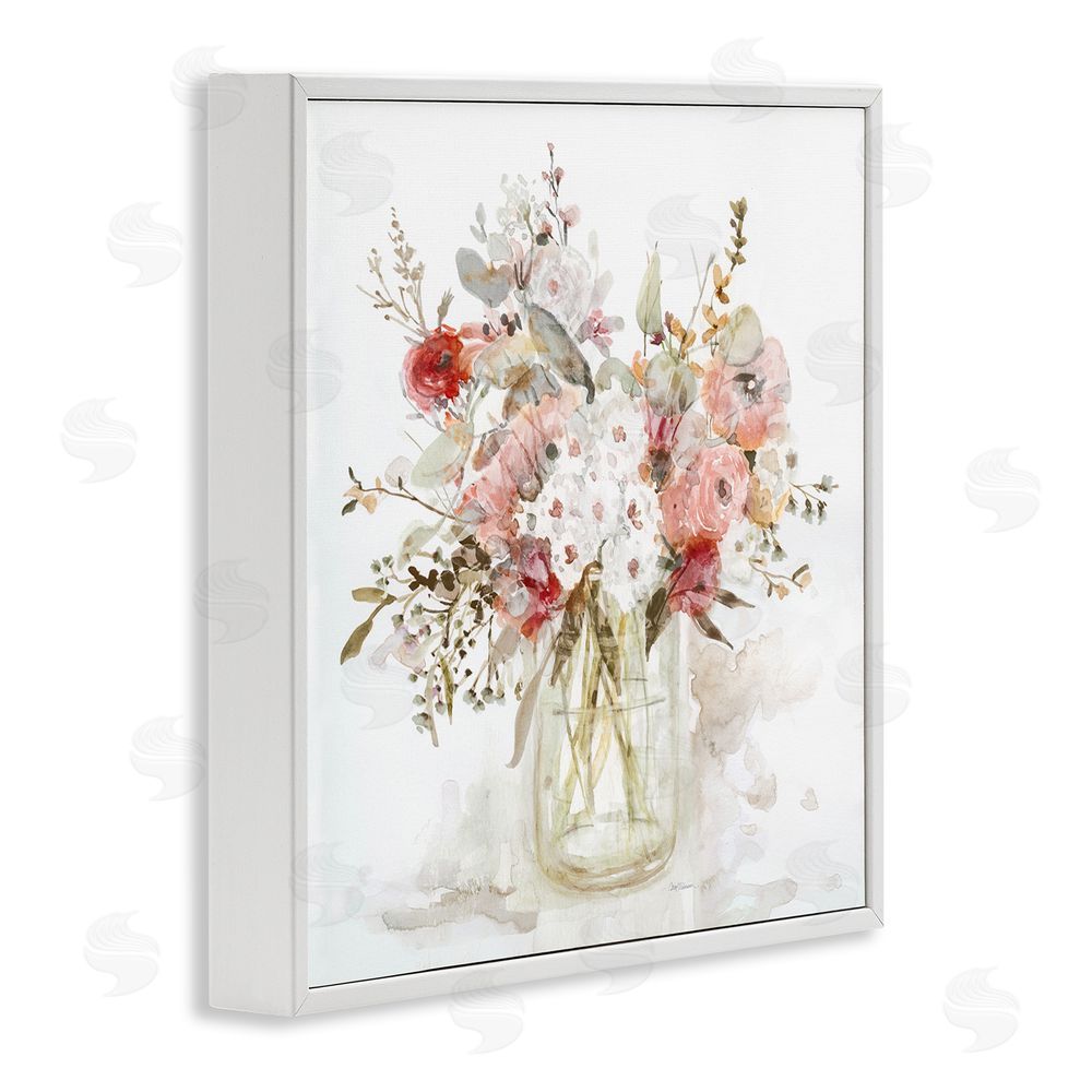 Carol Robinson Soft Blush Botanical Bouquet White Framed Giclee Wall Art Print