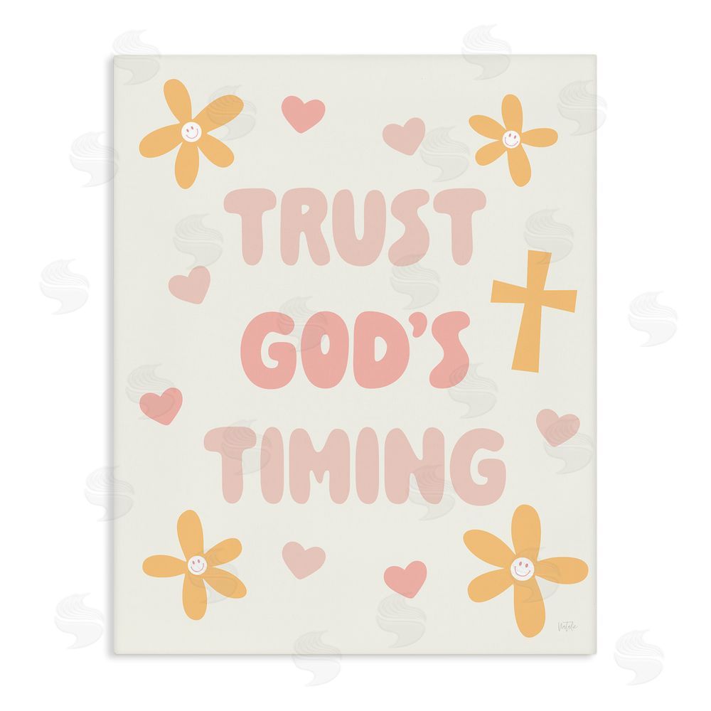 Natalie Carpentieri Retro Trust God's Timing Stretched Canvas Wall Art Print