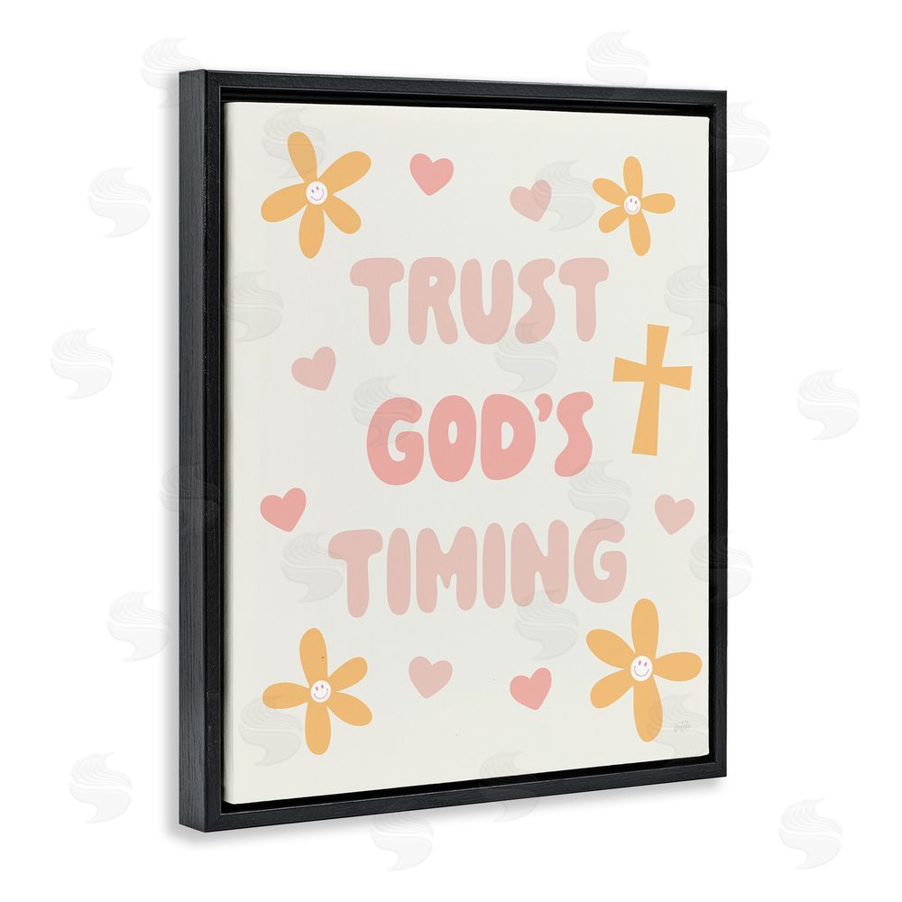 Natalie Carpentieri Retro Trust God's Timing Black Floating Frame Canvas Wall Art Print