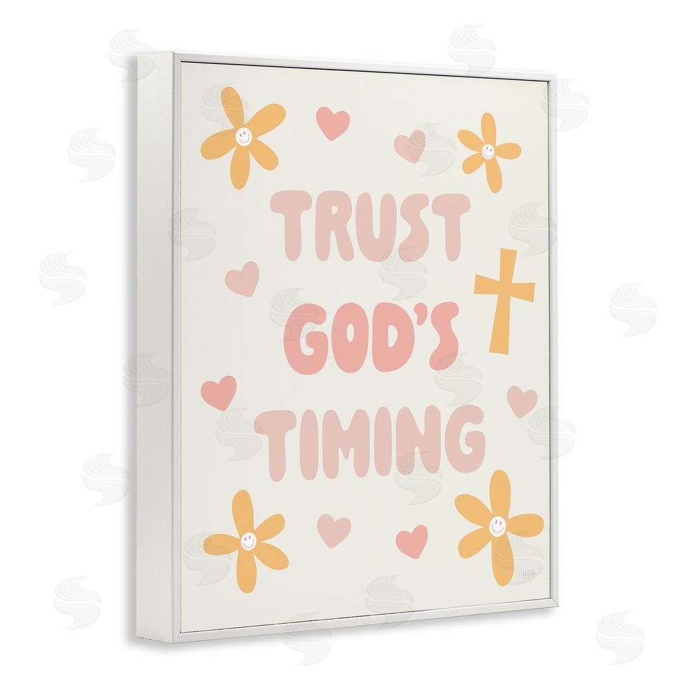 Natalie Carpentieri Retro Trust God's Timing White Framed Giclee Wall Art Print