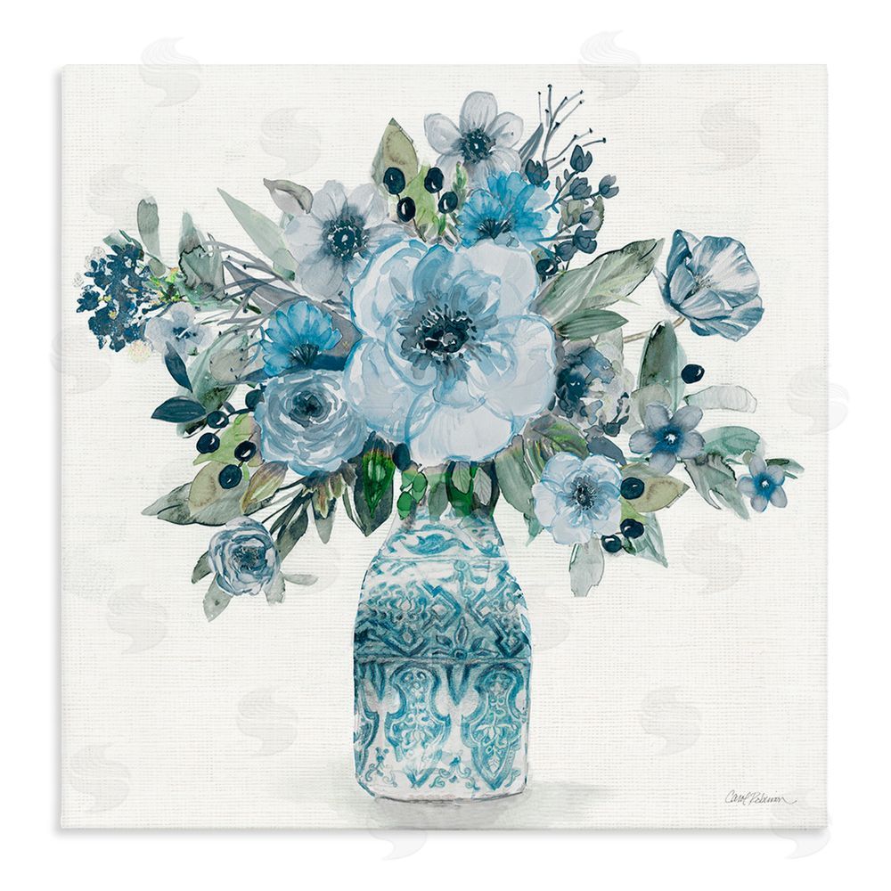Carol Robinson Pastel Blue Botanical Bouquet Stretched Canvas Wall Art Print