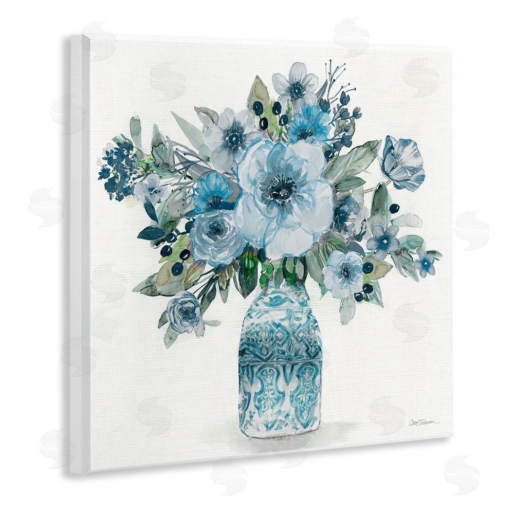 Carol Robinson Pastel Blue Botanical Bouquet Wooden Wall Plaque Art Print