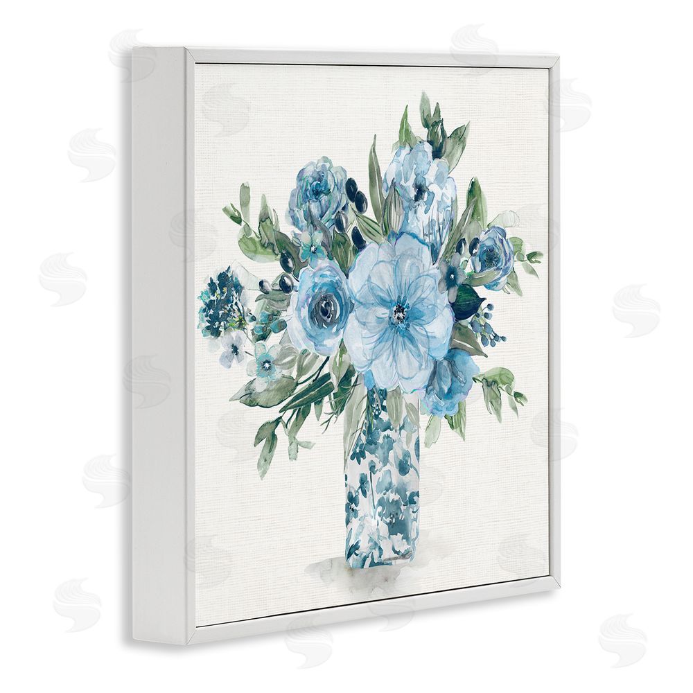 Carol Robinson Pastel Blue Bouquet Foliage White Framed Giclee Wall Art Print