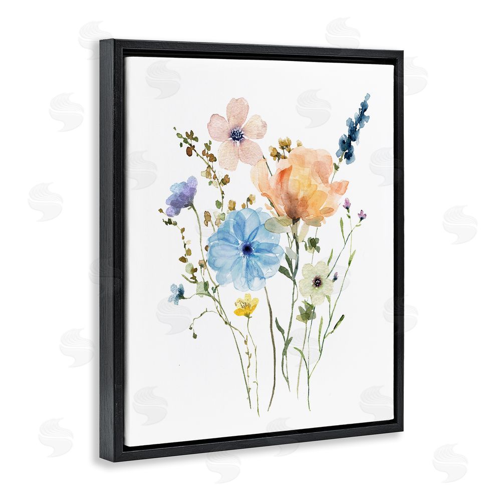 Livi Finn Wildflower Sprig Bundle Black Floating Frame Canvas Wall Art Print