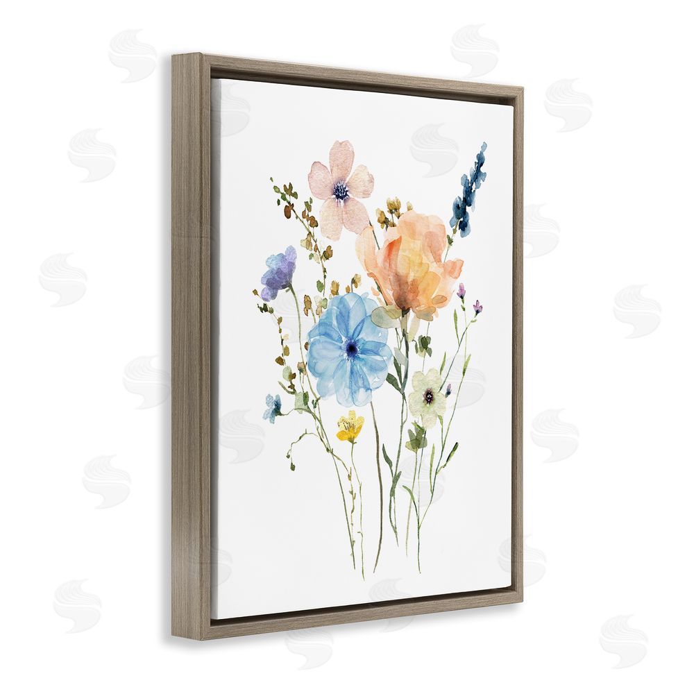 Livi Finn Wildflower Sprig Bundle Brown Floating Frame Canvas Wall Art Print