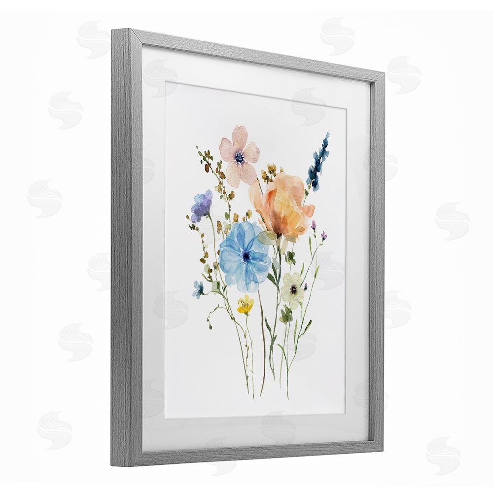 Livi Finn Wildflower Sprig Bundle Gray Framed Print Under Glass Wall Art