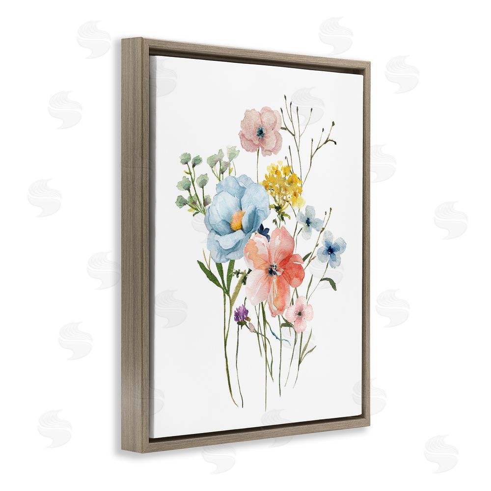 Livi Finn Spring Meadow Wild Flowers Brown Floating Frame Canvas Wall Art Print