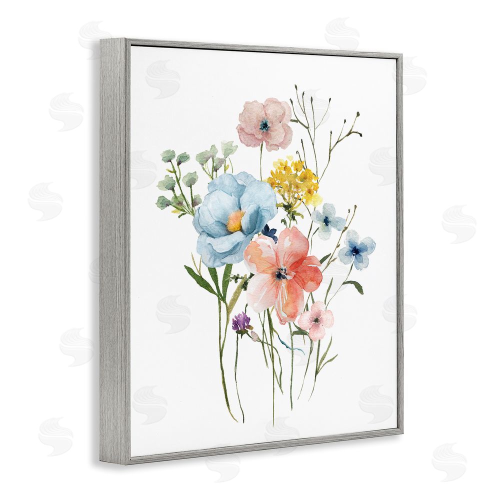 Livi Finn Spring Meadow Wild Flowers Gray Framed Giclee Wall Art Print