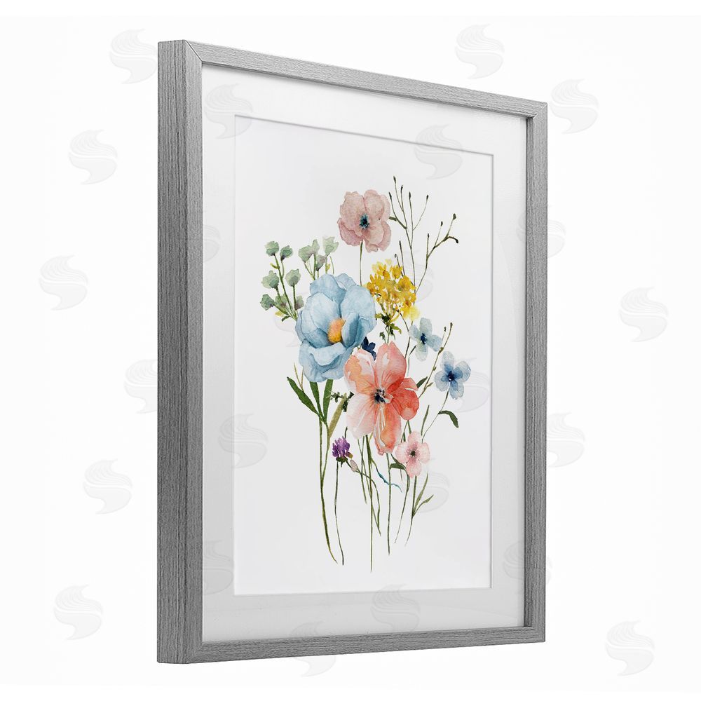 Livi Finn Spring Meadow Wild Flowers Gray Framed Print Under Glass Wall Art