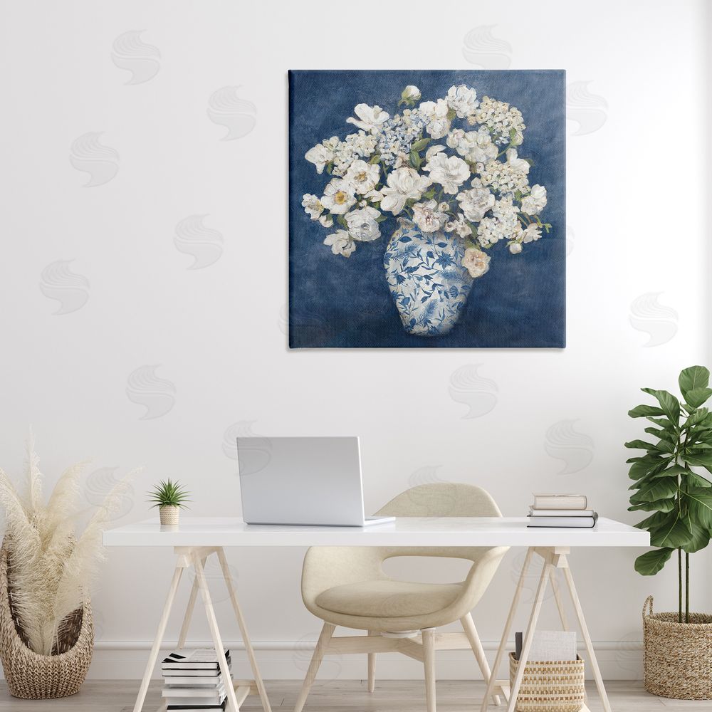 Charlene Olson Classic Blue Chinoiserie Vase Stretched Canvas Wall Art in Room