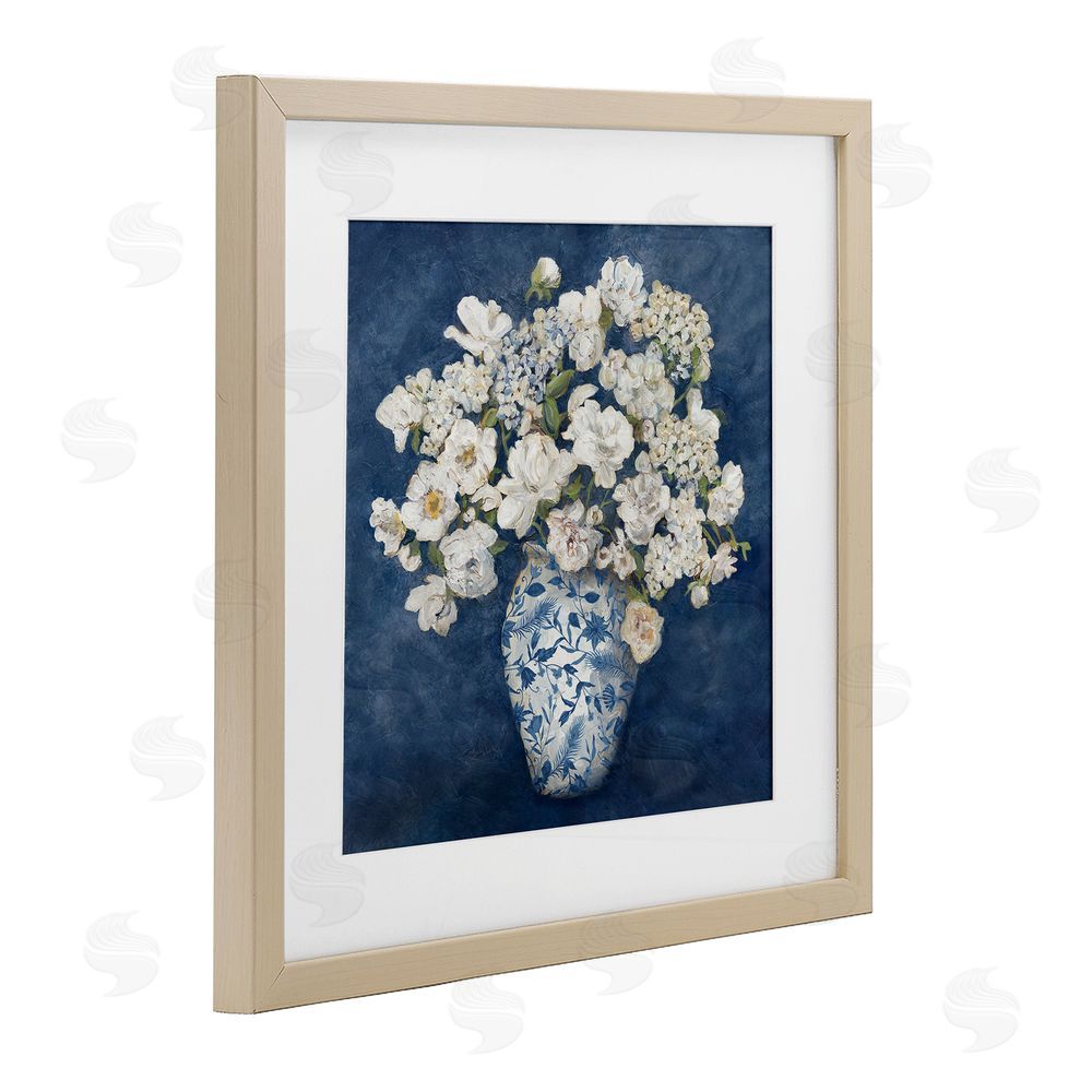 Charlene Olson Classic Blue Chinoiserie Vase Brown Framed Print Under Glass Wall Art