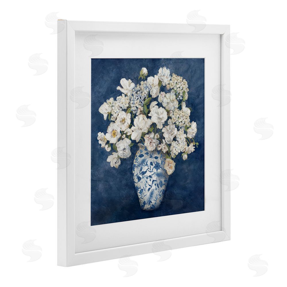 Charlene Olson Classic Blue Chinoiserie Vase White Framed Print Under Glass Wall Art