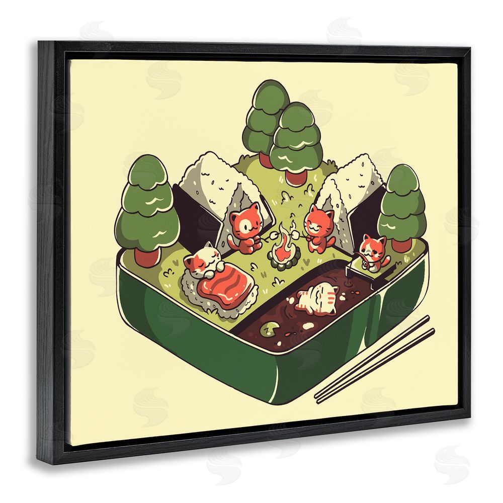 Tobe Fonseca Kawaii Sushi Camp Bento Black Floating Frame Canvas Wall Art Print